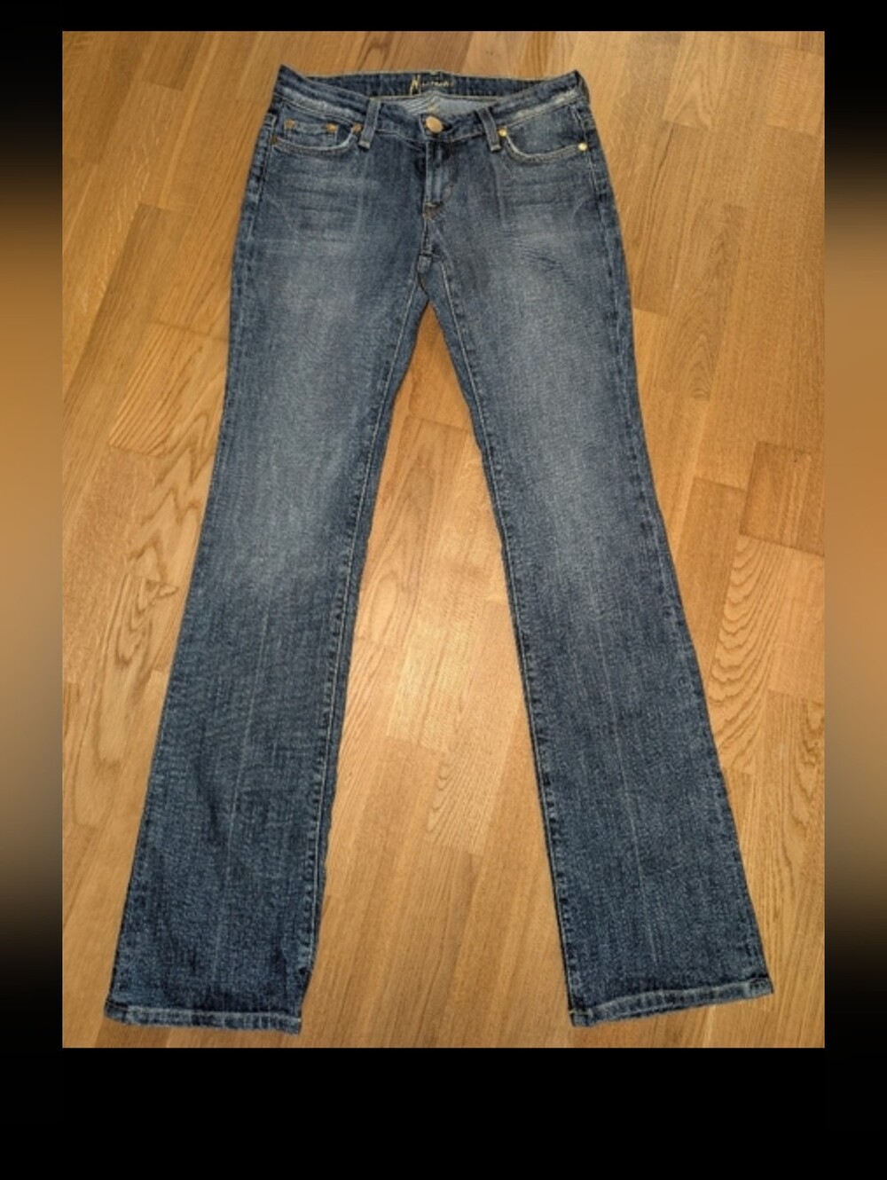 Y2K Dark Wash Low Rise Bootcut Jeans With Gold Rhinestone - Picture 9 of 9